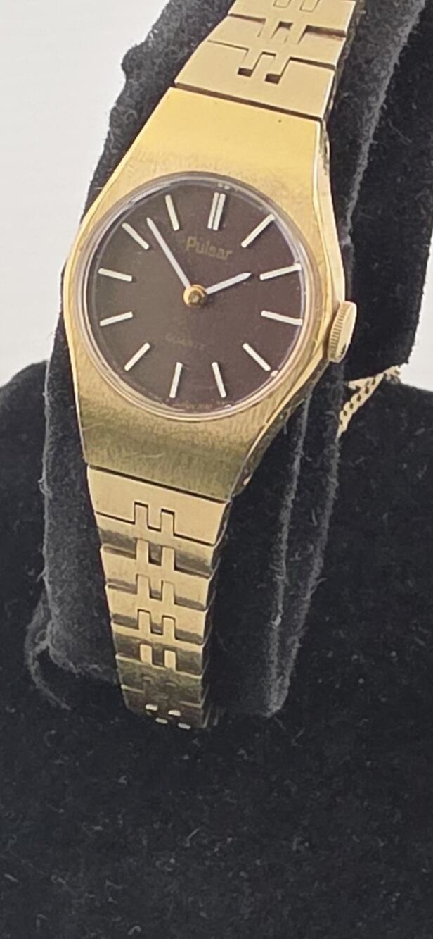 Vintage 80s Ladies Seiko Pulsar Rare Brown Dial Y432-0030 Quartz Watch Runs